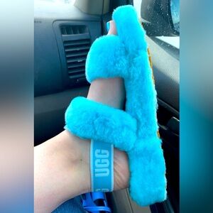 Blue Fuzzy Ugg Slippers